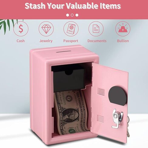 صندوق قفل آمن للأموال والنقود، صندوق آمن صغير الحجم للمجوهرات المالية والأشياء الثمينة، 4.6 بوصة × 4.2 بوصة × 6.9 بوصة أسود in Kuwait