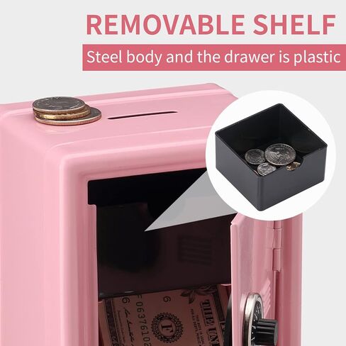 صندوق قفل آمن للأموال والنقود، صندوق آمن صغير الحجم للمجوهرات المالية والأشياء الثمينة، 4.6 بوصة × 4.2 بوصة × 6.9 بوصة أسود in Kuwait