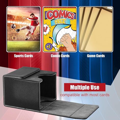 Locmeo 3 Pcs Card Storage Box with Dice Tray Collectible 100+ Deck Case PU Leather Magnet Playing Card Case for TCG CCG MTG Gathering Game Sleeved Cards, Black Green Blue in Saudi Arabia