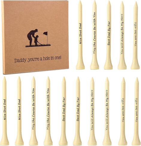 Deekin 90 PCS Father's Day Dad Golf Gifts for Men, 3-1/4 inch Funny Wooden Golf Tees with Warm Words and Kraft Box, Golfing Gifts Presents for Dad Grandpa Grandfather in Saudi Arabia