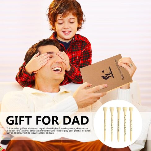 Deekin 90 PCS Father's Day Dad Golf Gifts for Men, 3-1/4 inch Funny Wooden Golf Tees with Warm Words and Kraft Box, Golfing Gifts Presents for Dad Grandpa Grandfather in Saudi Arabia
