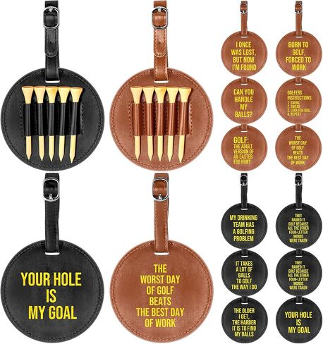 Coume 12 Pcs Leather Golf Bag Tag Employees Appreciation Gifts Inspirational Golf Tee Holder Golfer Accessories Best Man Gifts from Groom Groomsman Gifts for Men Women Staff in Saudi Arabia