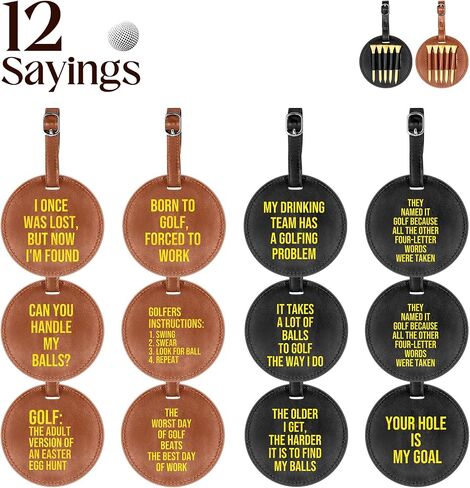 Coume 12 Pcs Leather Golf Bag Tag Employees Appreciation Gifts Inspirational Golf Tee Holder Golfer Accessories Best Man Gifts from Groom Groomsman Gifts for Men Women Staff in Saudi Arabia