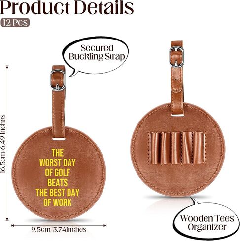 Coume 12 Pcs Leather Golf Bag Tag Employees Appreciation Gifts Inspirational Golf Tee Holder Golfer Accessories Best Man Gifts from Groom Groomsman Gifts for Men Women Staff in Saudi Arabia