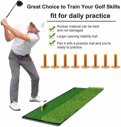 تي شيرتات جولف مطاطية للحصائر، حزمة من 8 قطع مقاس 2.87 بوصة، تي شيرتات لنطاق القيادة GLOOF Golf Mat Tees مناسبة لممارسة حصيرة اللعب في الأماكن المغلقة والخارجية in Kuwait
