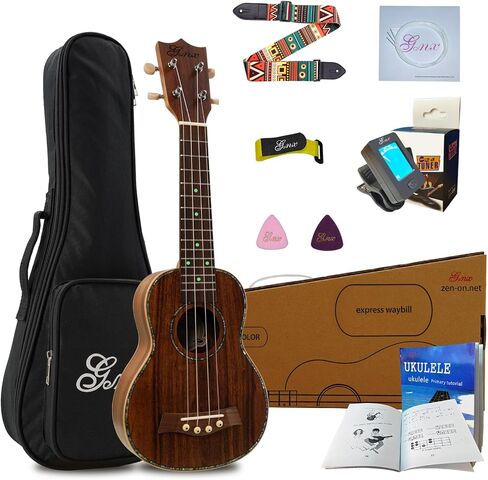 GMX سوبرانو القيثارة اللون الطبيعي Koa Ukeleles للمبتدئين والأطفال البالغين 21 بوصة مجموعة القيثارة مع حزام حقيبة أزعج 2 شعر يختار موالف سلسلة النايلون المهنية Ukalalee Yukalalee هدية in Saudi Arabia