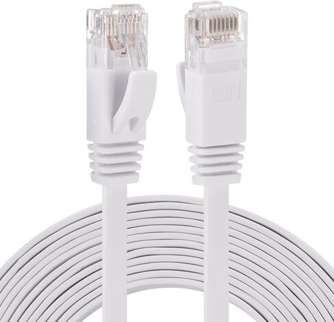 كابل إيثرنت Cat 6 بطول 50 قدمًا، خارجي وداخلي بسرعة 10 جيجابت في الثانية يدعم شبكات Cat8 Cat7، ويأتي مع مسمار حائط لسهولة التثبيت للألعاب وXbox وPS4 وأجهزة المودم وأجهزة التوجيه - أبيض in Kuwait