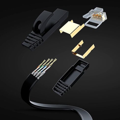 Cat 7 Ethernet Cable 0.6 ft - with a Flat, Space-Saving Design High-Speed Internet & Network LAN Patch Cable, RJ45 Connectors - 0.6ft / Blue - Perfect for Gaming, Streaming, and More in Saudi Arabia