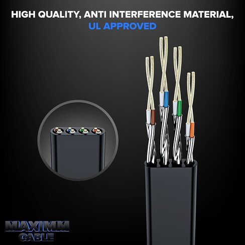 Cat 7 Ethernet Cable 0.6 ft - with a Flat, Space-Saving Design High-Speed Internet & Network LAN Patch Cable, RJ45 Connectors - 0.6ft / Blue - Perfect for Gaming, Streaming, and More in Saudi Arabia