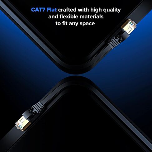 Cat 7 Ethernet Cable 0.6 ft - with a Flat, Space-Saving Design High-Speed Internet & Network LAN Patch Cable, RJ45 Connectors - 0.6ft / Blue - Perfect for Gaming, Streaming, and More in Saudi Arabia