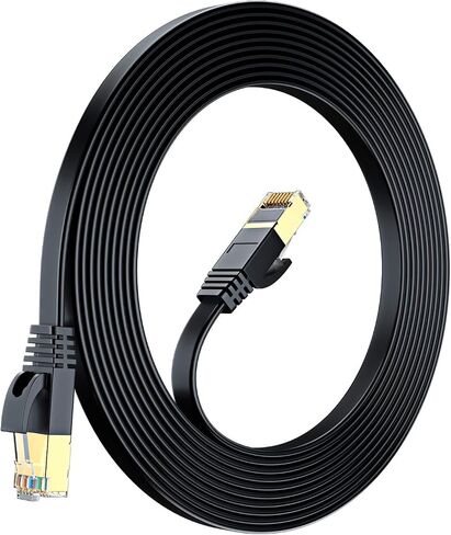 Cat 7 Ethernet Cable 0.6 ft - with a Flat, Space-Saving Design High-Speed Internet & Network LAN Patch Cable, RJ45 Connectors - 0.6ft / Blue - Perfect for Gaming, Streaming, and More in Saudi Arabia