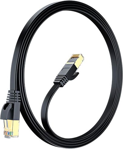 Cat 7 Ethernet Cable 0.6 ft - with a Flat, Space-Saving Design High-Speed Internet & Network LAN Patch Cable, RJ45 Connectors - 0.6ft / Blue - Perfect for Gaming, Streaming, and More in Saudi Arabia