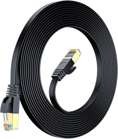 Cat 7 Ethernet Cable 0.6 ft - with a Flat, Space-Saving Design High-Speed Internet & Network LAN Patch Cable, RJ45 Connectors - 0.6ft / Blue - Perfect for Gaming, Streaming, and More in Saudi Arabia