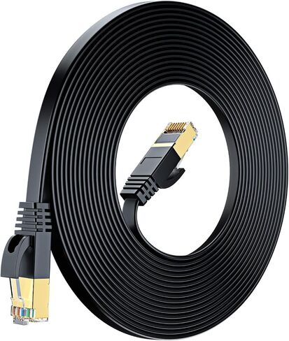 Maximm Cat7 Flat Ethernet Cable 50 Ft, 600 MHz, Shielded RJ45, Black in Kuwait