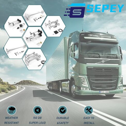 SEPEY 12V/24V Truck Air Horn 150DB Dual Trumpet Horns Kit universal for Car Train Boat in Saudi Arabia