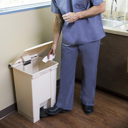 Rubbermaid Commercial Products Legacy Step-On Trash Can/Container, 12-Gallon, Red, Hands-Free Sanitary Use Garbage Can for Medical Waste in Hospitals/Lab/Emergency/Patient Rooms in Saudi Arabia