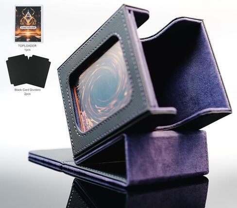 LAUDAWSUN TCG MTG Card Deck Box for Commander Sports Organize Display, Magnetic Card Storage Box Gathering 100 sleeved Magic Trading Cards with 1 Toploader and 2 Dividers (Black&Purple) in Saudi Arabia