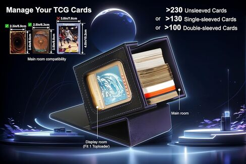 LAUDAWSUN TCG MTG Card Deck Box for Commander Sports Organize Display, Magnetic Card Storage Box Gathering 100 sleeved Magic Trading Cards with 1 Toploader and 2 Dividers (Black&Purple) in Saudi Arabia