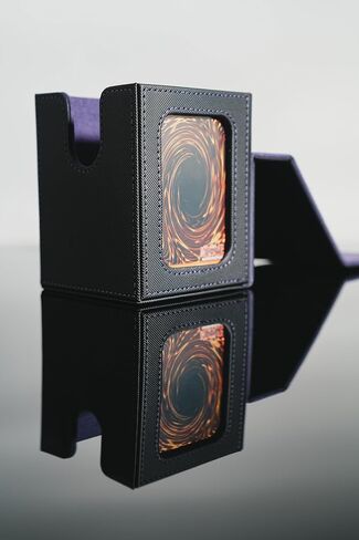 LAUDAWSUN TCG MTG Card Deck Box for Commander Sports Organize Display, Magnetic Card Storage Box Gathering 100 sleeved Magic Trading Cards with 1 Toploader and 2 Dividers (Black&Purple) in Saudi Arabia
