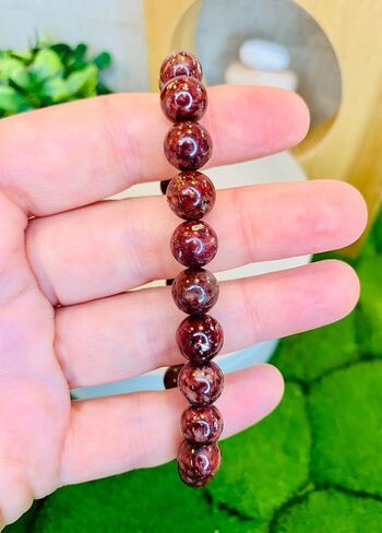 سوار كريستال Eudialyte بخرز مستدير 8 مم ~ مجموعة هدية مع سيلينيت مجاني ~ أحجار كريمة شبه ثمينة ~ 7.25-7.50 بوصة ~ للجنسين ~ الريكي ~ ميتافيزيقي ~ بلورات التأمل ~ اليوجا in Kuwait