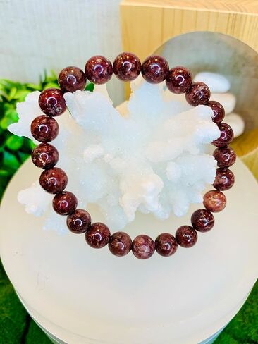 سوار كريستال Eudialyte بخرز مستدير 8 مم ~ مجموعة هدية مع سيلينيت مجاني ~ أحجار كريمة شبه ثمينة ~ 7.25-7.50 بوصة ~ للجنسين ~ الريكي ~ ميتافيزيقي ~ بلورات التأمل ~ اليوجا in Kuwait