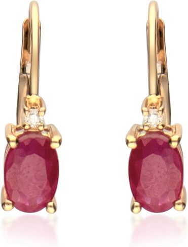 Gin & Grace 10K Yellow Gold Genuine Ruby Diamond (I1,I2) Earring for Women in Saudi Arabia