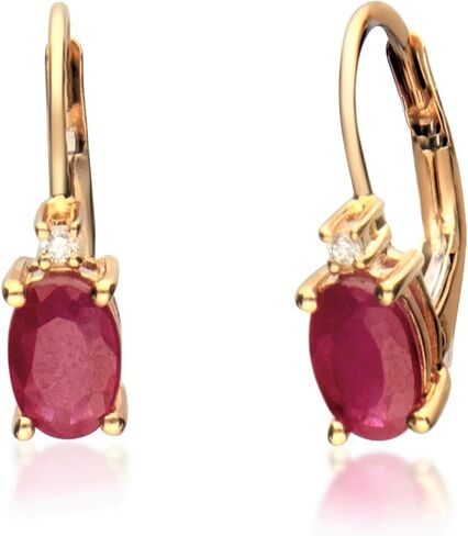 Gin & Grace 10K Yellow Gold Genuine Ruby Diamond (I1,I2) Earring for Women in Saudi Arabia