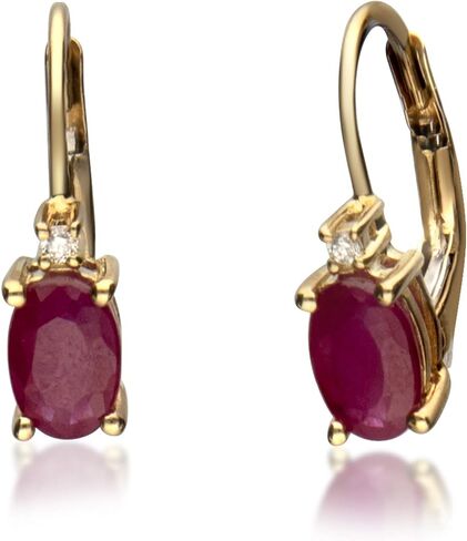 Gin & Grace 10K Yellow Gold Genuine Ruby Diamond (I1,I2) Earring for Women in Saudi Arabia