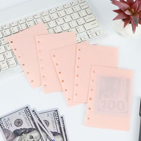 A7 Cash Envelope, Loose Leaf Binder Dividers with Pockets for Budgeting Cash & Expense Envelopes - 6-Hole Pouched Index Dividers and Bill Folder for Money Organizers (A7 Pink) in Saudi Arabia