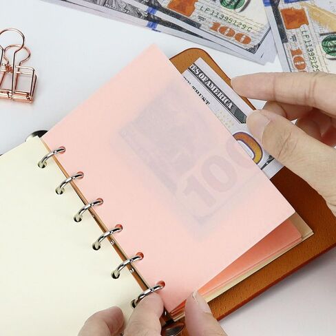 A7 Cash Envelope, Loose Leaf Binder Dividers with Pockets for Budgeting Cash & Expense Envelopes - 6-Hole Pouched Index Dividers and Bill Folder for Money Organizers (A7 Pink) in Saudi Arabia