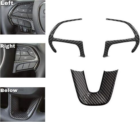 Carbon Fiber Steering Wheel Trim for for Dodge Durango 2014-2021, Dodge Charger Challenger 2015-2021, Jeep Grand Cherokee SRT8 2014-2021 Steering Wheel Decoration Dodge Accessories |Black| in Kuwait