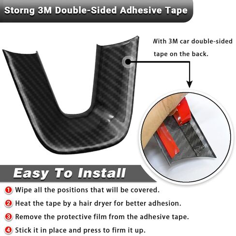 Carbon Fiber Steering Wheel Trim for for Dodge Durango 2014-2021, Dodge Charger Challenger 2015-2021, Jeep Grand Cherokee SRT8 2014-2021 Steering Wheel Decoration Dodge Accessories |Black| in Kuwait