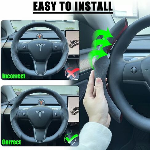 غطاء عجلة القيادة لطراز Tesla 3 موديل Y - واقي التفاف عجلة القيادة ABS لملحقات Tesla الداخلية (أسود متدفق) in Kuwait