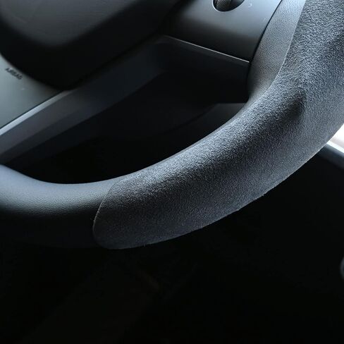 غطاء عجلة القيادة لطراز Tesla 3 موديل Y - واقي التفاف عجلة القيادة ABS لملحقات Tesla الداخلية (أسود متدفق) in Kuwait