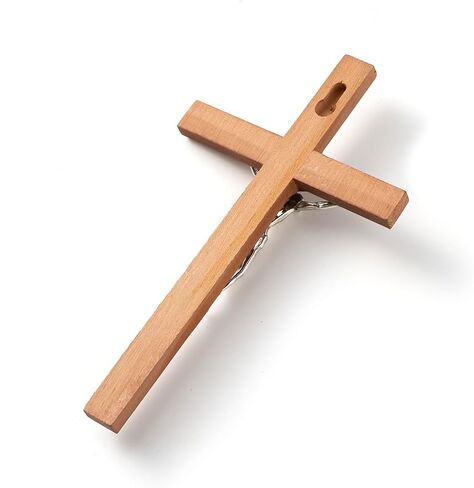 Meolyx Crucifix-Wall-Cross-Set صلبان كاثوليكية مصنوعة يدويًا مع مسبحة خشبية، صليب تعليق على الحائط يسوع المسيحي لديكور المنزل، هدية للعائلة - 8 بوصة in Saudi Arabia