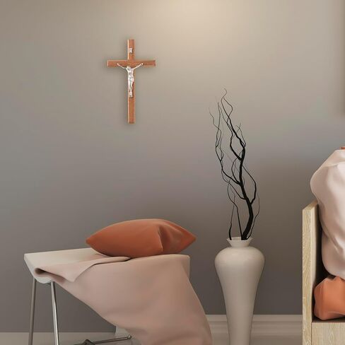 Meolyx Crucifix-Wall-Cross-Set صلبان كاثوليكية مصنوعة يدويًا مع مسبحة خشبية، صليب تعليق على الحائط يسوع المسيحي لديكور المنزل، هدية للعائلة - 8 بوصة in Saudi Arabia