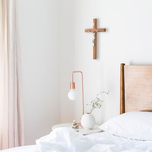 Meolyx Crucifix-Wall-Cross-Set صلبان كاثوليكية مصنوعة يدويًا مع مسبحة خشبية، صليب تعليق على الحائط يسوع المسيحي لديكور المنزل، هدية للعائلة - 8 بوصة in Saudi Arabia