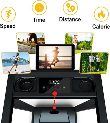 SSPHPPLIE 300 lb Capacity Foldable Treadmill - 3.0HP Portable Folding Treadmills for Home & Office, with Online Events, 12 Programs(App) (Yellow Logo) 1 in Saudi Arabia