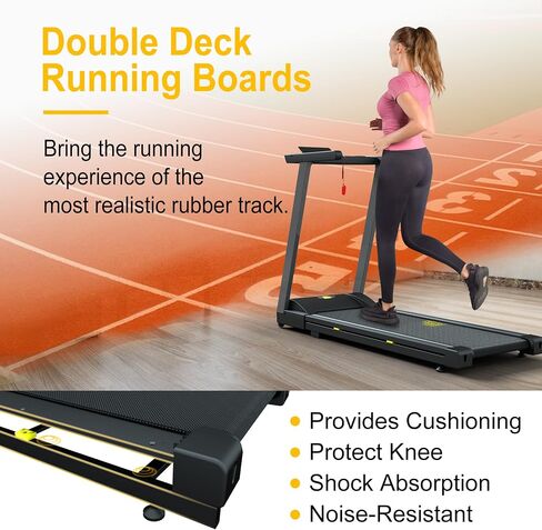 SSPHPPLIE 300 lb Capacity Foldable Treadmill - 3.0HP Portable Folding Treadmills for Home & Office, with Online Events, 12 Programs(App) (Yellow Logo) 1 in Saudi Arabia