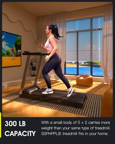 SSPHPPLIE 300 lb Capacity Foldable Treadmill - 3.0HP Portable Folding Treadmills for Home & Office, with Online Events, 12 Programs(App) (Yellow Logo) 1 in Saudi Arabia