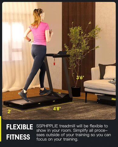 SSPHPPLIE 300 lb Capacity Foldable Treadmill - 3.0HP Portable Folding Treadmills for Home & Office, with Online Events, 12 Programs(App) (Yellow Logo) 1 in Saudi Arabia