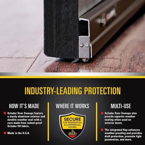 Xcluder 48" Standard Door Sweep, Dark Bronze Seals Out Animals, Enhanced Weather Sealing, Easy to Install Chew Proof in Kuwait