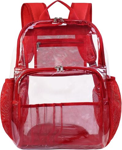 Clear Backpacks for School,18'' Large Clear Backpack Heavy Duty Clear Backpack See Through Backpack Clear Bookbag for Student,School,Work,Travel,Brown in Saudi Arabia