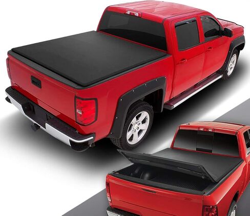 DNA Motoring TTC-TRISOFT-026 Pickup Truck Bed Soft Tri-Fold Adjustable Tonneau Cover Compatible with 2000-2004 Dakota 5.25' Fleetside Bed in Saudi Arabia