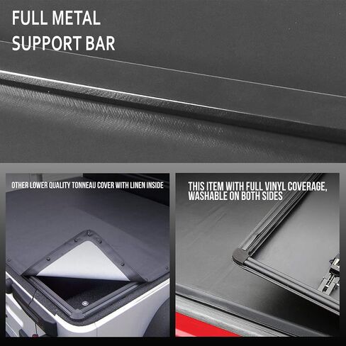 DNA Motoring TTC-TRISOFT-026 Pickup Truck Bed Soft Tri-Fold Adjustable Tonneau Cover Compatible with 2000-2004 Dakota 5.25' Fleetside Bed in Saudi Arabia
