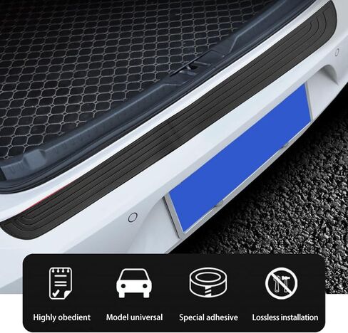 Crynod 1 PC Car Trunk Sill Strip, 35" x 2.75" Self-Adhesive Door Edge Protection Anti-Collision Anti-Slip Strip, Universal Automotive Anti-Scratch Accessory, Suitable for Most Car Models (Black) in Saudi Arabia