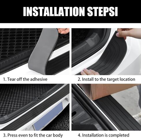 Crynod 1 PC Car Trunk Sill Strip, 35" x 2.75" Self-Adhesive Door Edge Protection Anti-Collision Anti-Slip Strip, Universal Automotive Anti-Scratch Accessory, Suitable for Most Car Models (Black) in Saudi Arabia