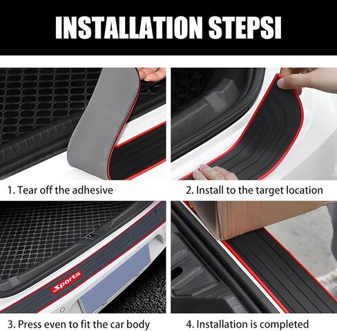 Crynod 1 PC Car Trunk Sill Strip, 35" x 2.75" Self-Adhesive Door Edge Protection Anti-Collision Anti-Slip Strip, Universal Automotive Anti-Scratch Accessory, Suitable for Most Car Models (Black) in Saudi Arabia