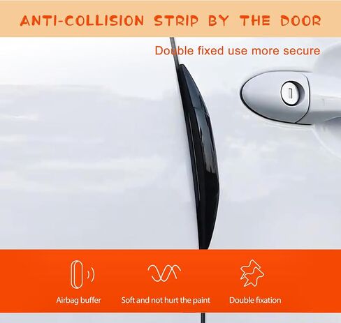 UGSHY 4 PCS Car Door Side Edge Anti-Collision Strips, 2 Long and 2 Short Shock-Absorbing Buffer Airbag Decoratons, Embedded Installation Protection Device, Universal for Car Furniture (Black) in Saudi Arabia
