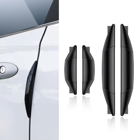 UGSHY 4 PCS Car Door Side Edge Anti-Collision Strips, 2 Long and 2 Short Shock-Absorbing Buffer Airbag Decoratons, Embedded Installation Protection Device, Universal for Car Furniture (Black) in Saudi Arabia